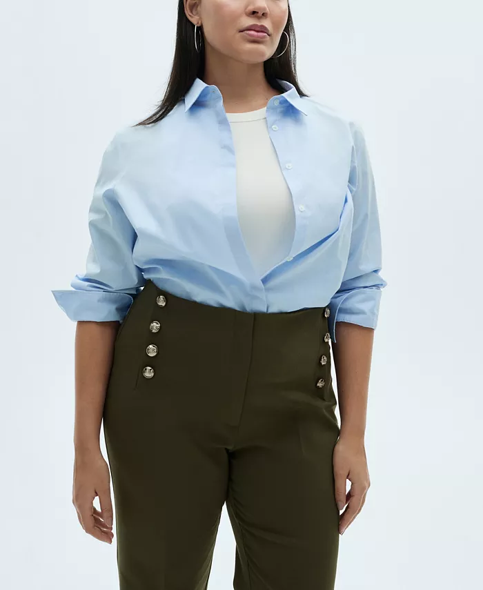 MANGO Women's Jewel Buttoned Straight Pants Women's Fashion Shoes & Accessories