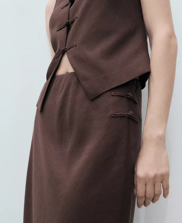 MANGO Women's Linen-Blend Straight Skirt Women's Fashion Shoes & Accessories