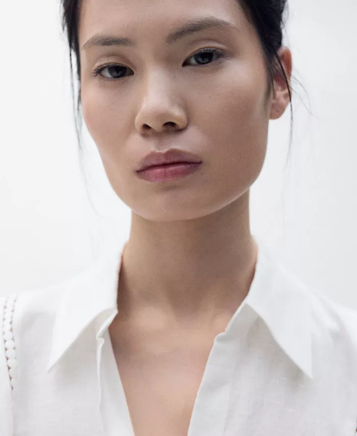 MANGO Women's Linen Shirt Dress Women's Fashion Shoes & Accessories