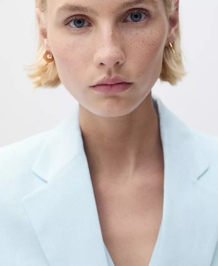 MANGO Women's Linen Suit Jacket Women's Fashion Shoes & Accessories