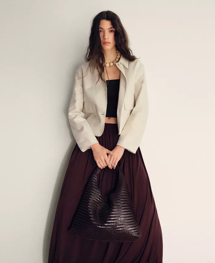 MANGO Women's Pocket Linen-Blend Jacket Women's Fashion Shoes & Accessories