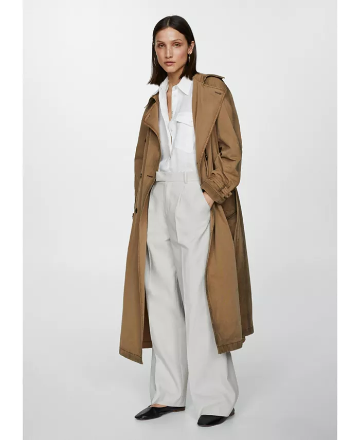 MANGO Women's Pocket Linen Shirt Women's Fashion Shoes & Accessories