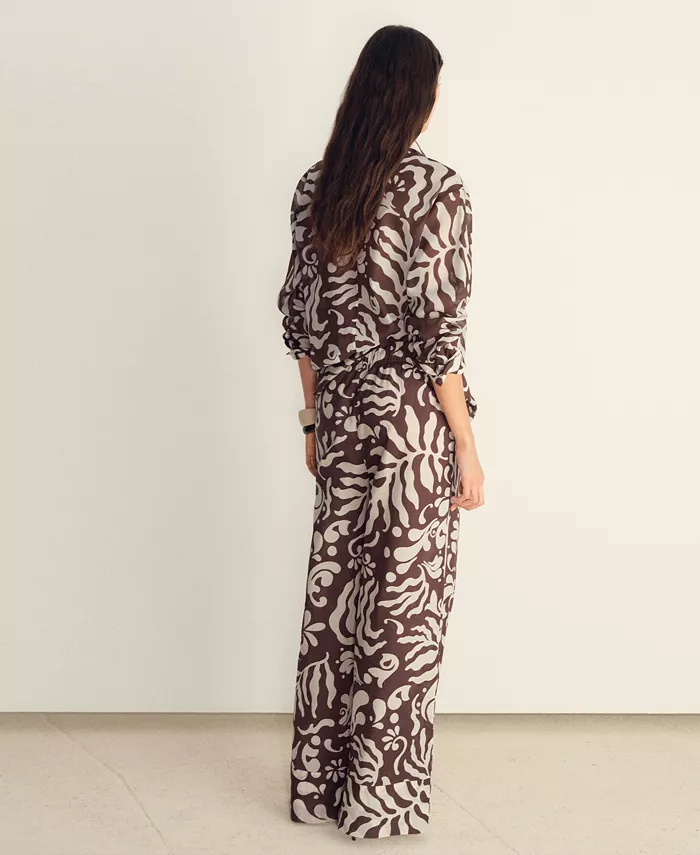 MANGO Women's Printed Cotton Pants Women's Fashion Shoes & Accessories