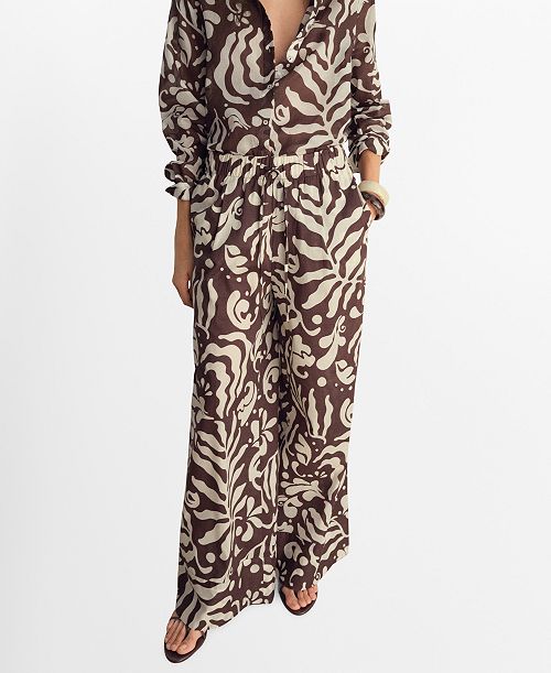 MANGO Women's Printed Cotton Pants Women's Fashion Shoes & Accessories