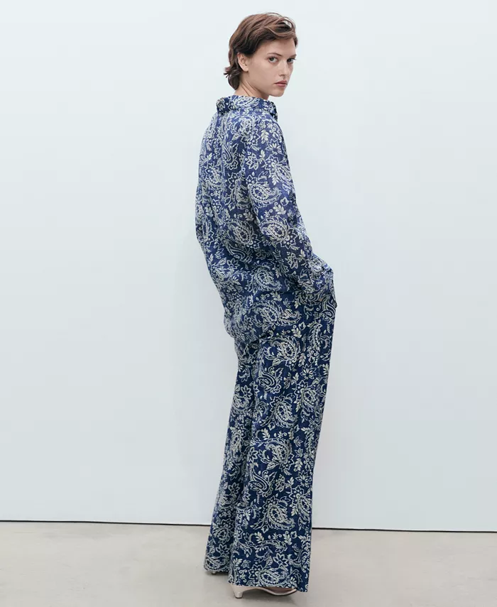 MANGO Women's Printed Cotton Shirt Women's Fashion Shoes & Accessories