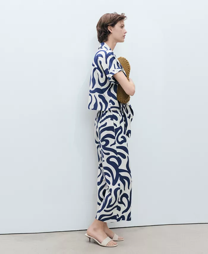 MANGO Women's Printed Culotte Pants Women's Fashion Shoes & Accessories