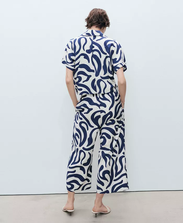 MANGO Women's Printed Culotte Pants Women's Fashion Shoes & Accessories