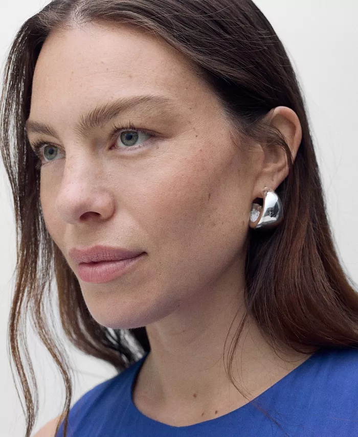 MANGO Women's Puffed Hem Midi Dress Women's Fashion Shoes & Accessories