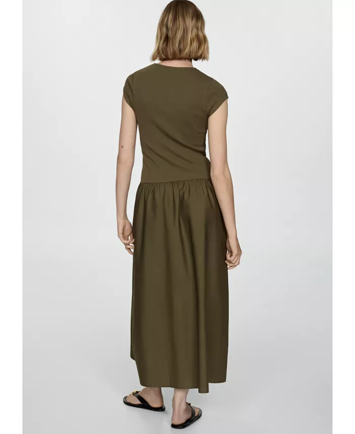 MANGO Women's Ruffled Hem Flared Dress Women's Fashion Shoes & Accessories