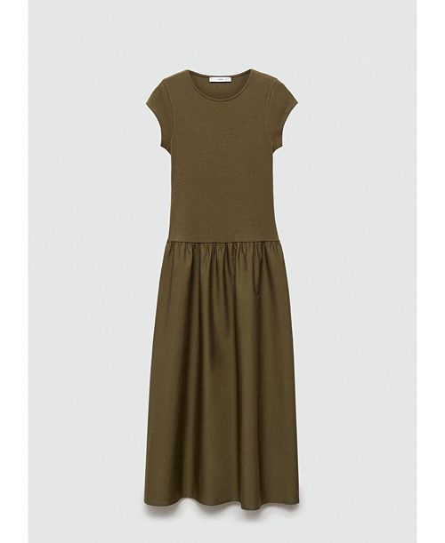 MANGO Women's Ruffled Hem Flared Dress Women's Fashion Shoes & Accessories