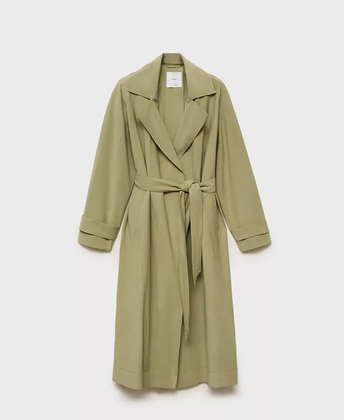 MANGO Women's Soft Belt Trench Coat Women's Fashion Shoes & Accessories