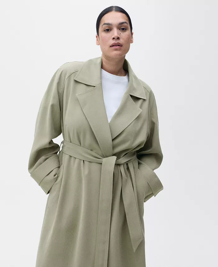 MANGO Women's Soft Belt Trench Coat Women's Fashion Shoes & Accessories