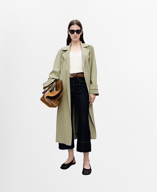 MANGO Women's Soft Belt Trench Coat Women's Fashion Shoes & Accessories