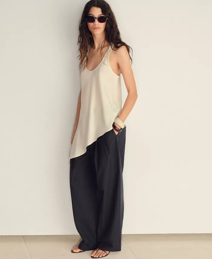 MANGO Women's Straight-Fit Linen-Blend Suit Pants Women's Fashion Shoes & Accessories