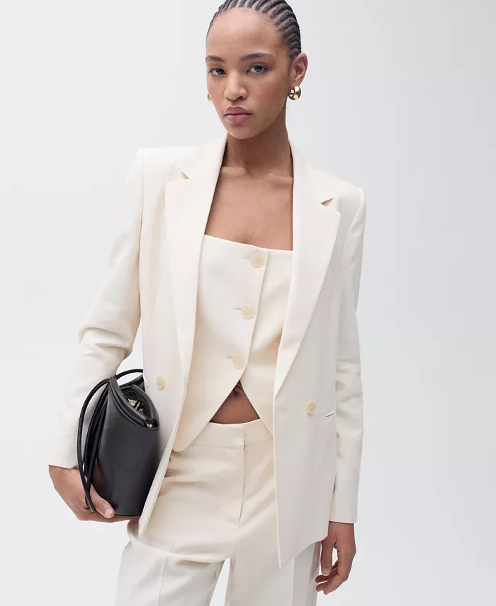 MANGO Women's Straight Suit Trouser Pants Women's Fashion Shoes & Accessories