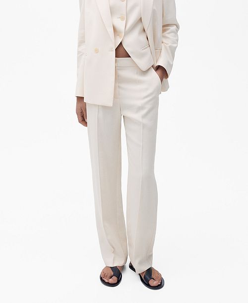 MANGO Women's Straight Suit Trouser Pants Women's Fashion Shoes & Accessories