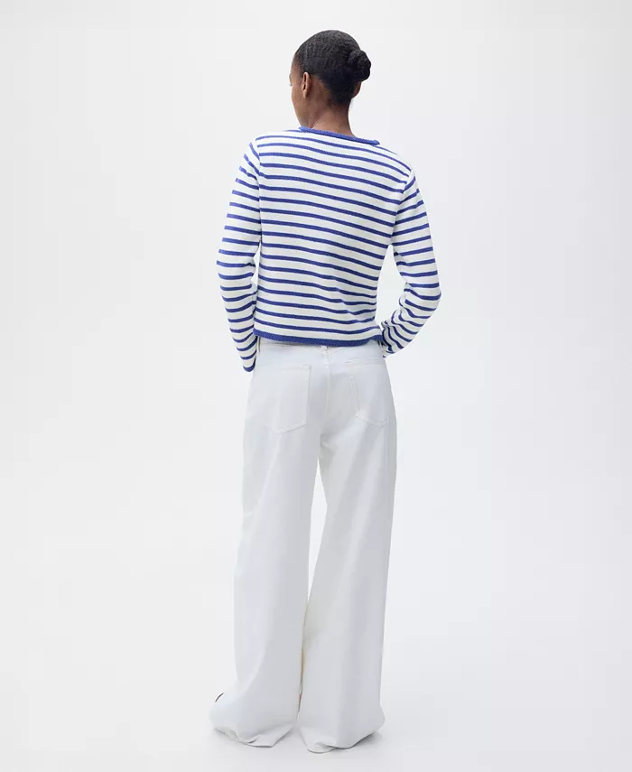 MANGO Women's Stripped Knit Cardigan Sweater Women's Fashion Shoes & Accessories