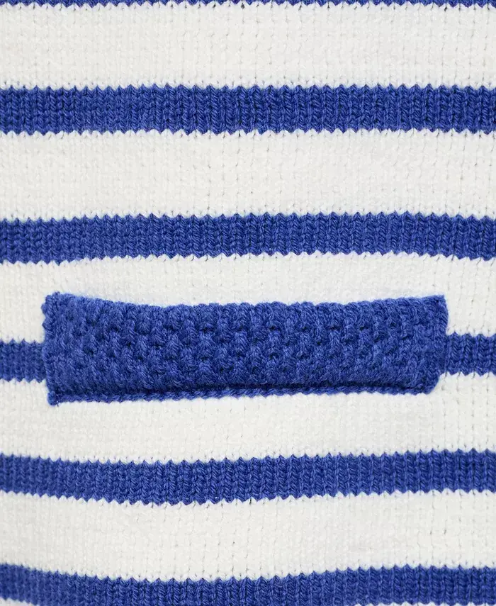 MANGO Women's Stripped Knit Cardigan Sweater Women's Fashion Shoes & Accessories