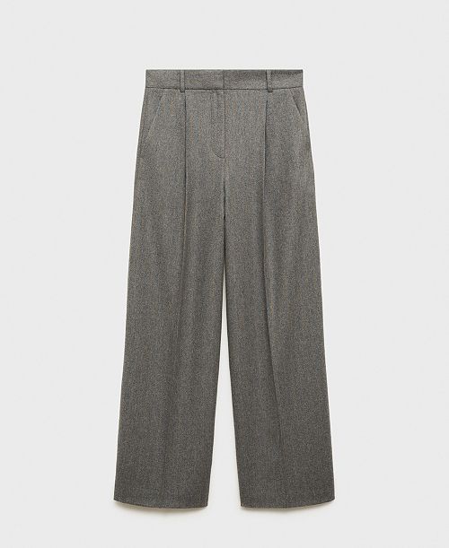 MANGO Women's Wool-Blend Suit Pants Women's Fashion Shoes & Accessories