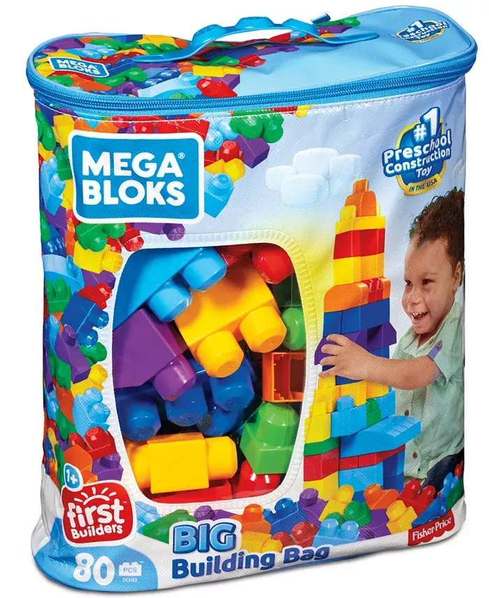 Mega Bloks 80-piece Big Building Bag Blocks For Toddlers 1-3 Blue All Toys