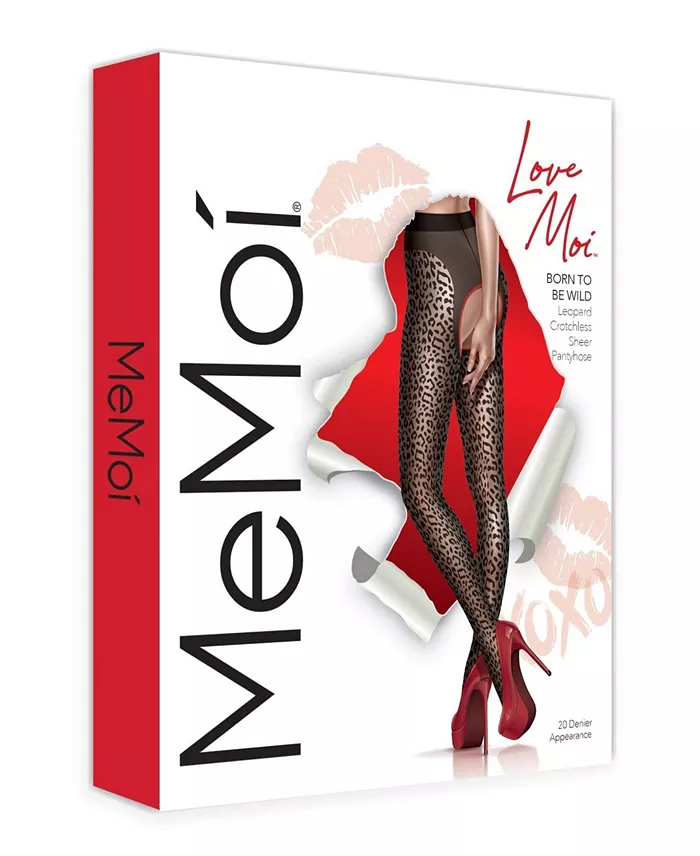 MeMoi Women's Born To Be Wild Leopard Crotchless Sheer Pantyhose Women's Fashion Shoes & Accessories