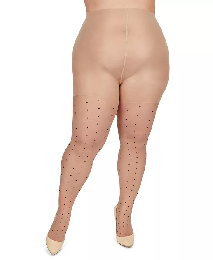 MeMoi Women's Pindot Sheer Curvy Control Top Tights MM-2301 Women's Fashion Shoes & Accessories