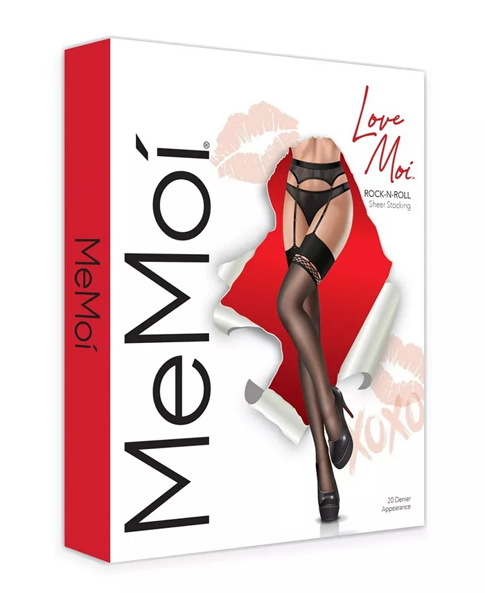 MeMoi Women's Rock-N-Roll 20 Denier Sheer Fishnet Trim Stocking Women's Fashion Shoes & Accessories