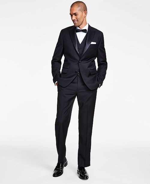 Michael Kors Men's Classic-Fit Stretch Black Solid Tuxedo Separates Men's Fashion & Accessories