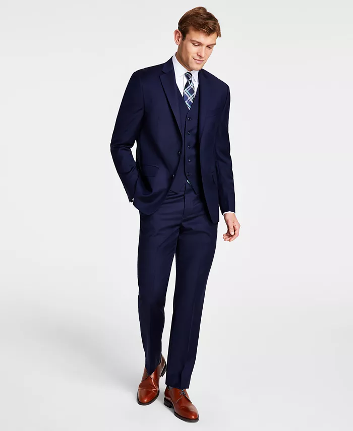 Michael Kors Men's Classic-Fit Wool-Blend Stretch Solid Vested Suit Separates Men's Fashion & Accessories
