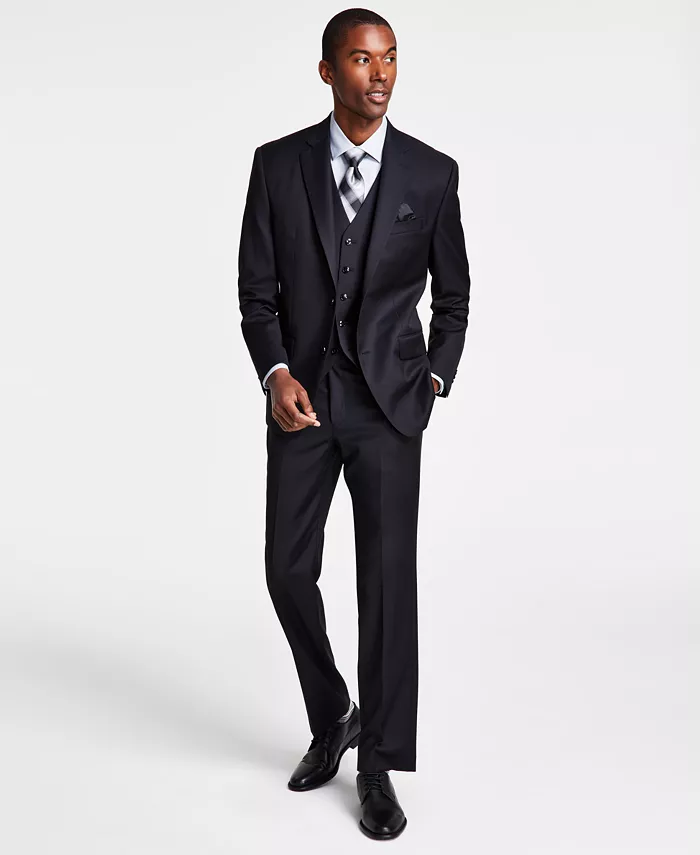 Michael Kors Men's Classic-Fit Wool-Blend Stretch Solid Vested Suit Separates Men's Fashion & Accessories