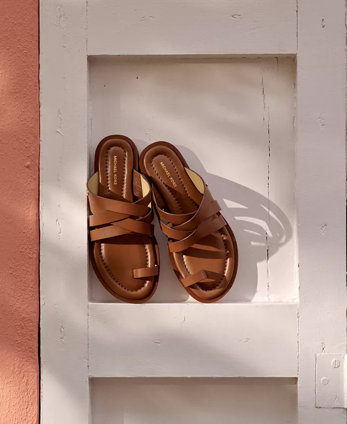 MICHAEL Michael Kors Nora Toe Ring Leather Sandals Women's Fashion Shoes & Accessories