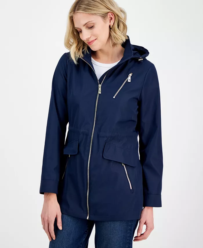 MICHAEL Michael Kors Women's Hooded Water-Resistant Anorak Coat Women's Fashion Shoes & Accessories