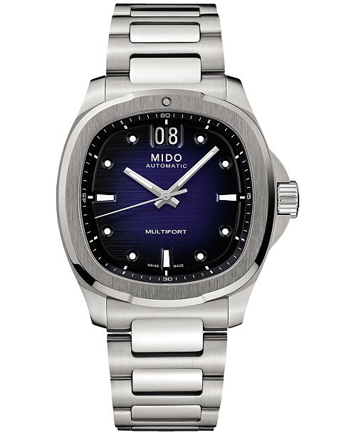 Mido Men's Swiss Automatic Multifort Stainless Steel Bracelet Watch 41mm Jewelry & Watches