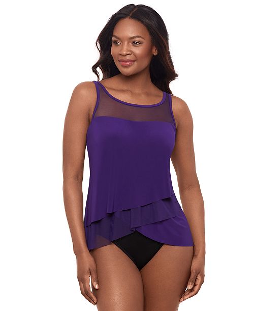 Miraclesuit Draped Tankini Top & High-Waist Bottoms Women's Fashion Shoes & Accessories
