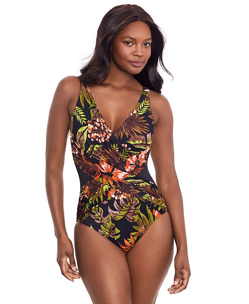 Miraclesuit Women's Botanico Crossover One-Piece Swimsuit Women's Fashion Shoes & Accessories