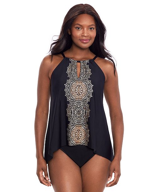 Miraclesuit Women's Cappadocia Peephole Tankini & High-Waist Tummy-Control Bikini Bottoms Women's Fashion Shoes & Accessories