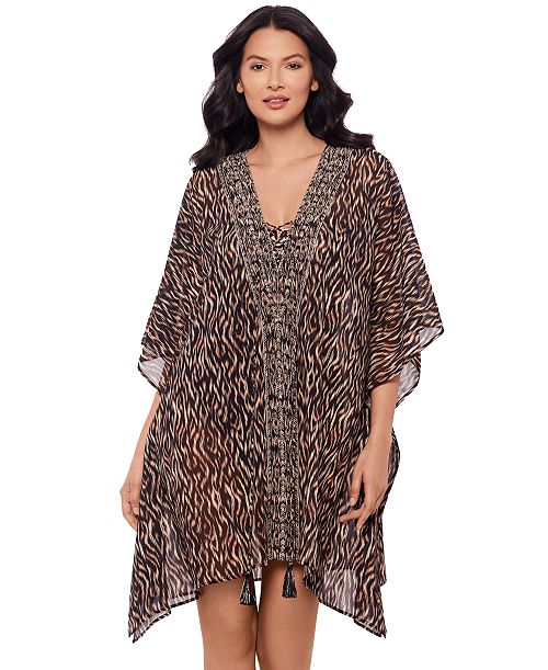 Miraclesuit Women's Topkapi Printed Caftan Cover-Up Women's Fashion Shoes & Accessories