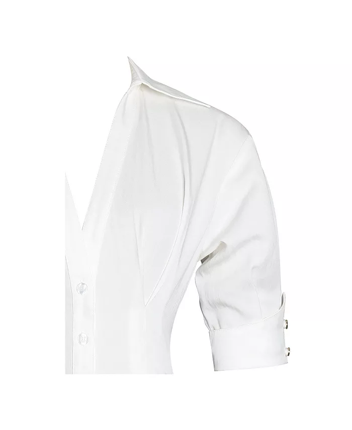 Miss Circle Women's Palina Lyocell Pleated Midi Preppy Shirt Dress Women's Fashion Shoes & Accessories