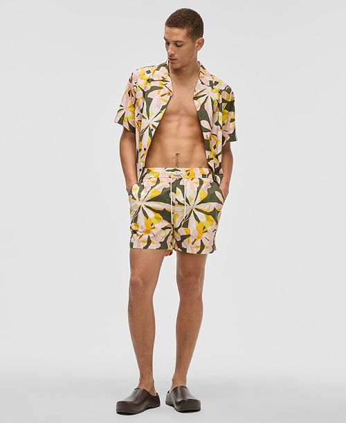Mode of One Men's Floral Tones Regular-Fit Printed Swim Trunks Exclusively at Macy's Men's Fashion & Accessories