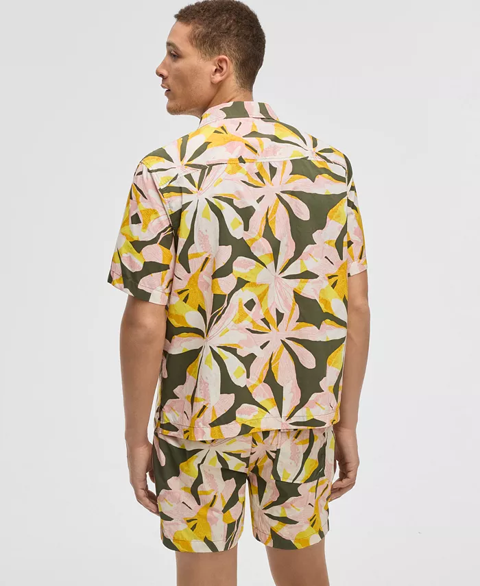 Mode Of One Men's Floral Tones Relaxed-Fit Printed Button-Down Camp Shirt Exclusively At Macy's Men's Fashion & Accessories