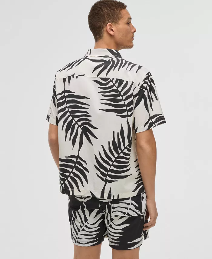 Mode Of One Men's Large Palm Relaxed-Fit Printed Button-Down Camp Shirt Exclusively At Macy's Men's Fashion & Accessories