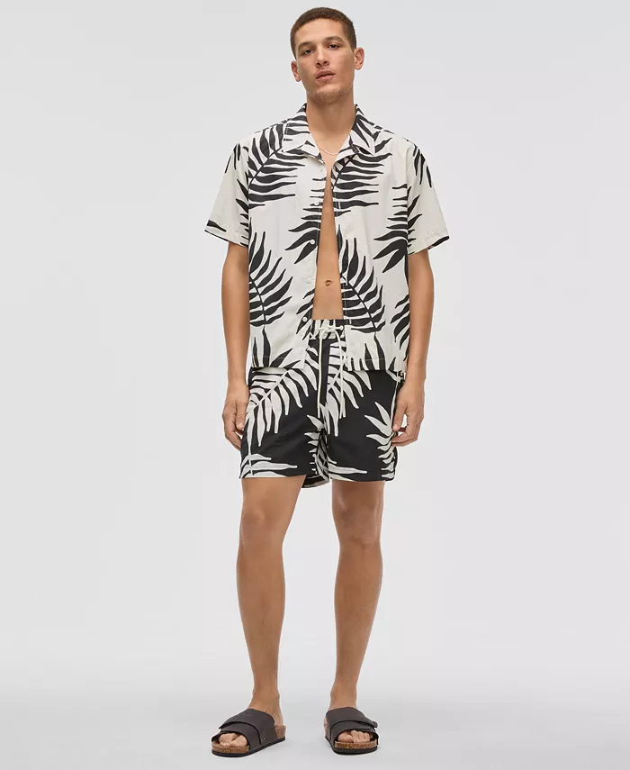 Mode Of One Men's Large Palm Relaxed-Fit Printed Button-Down Camp Shirt Exclusively At Macy's Men's Fashion & Accessories