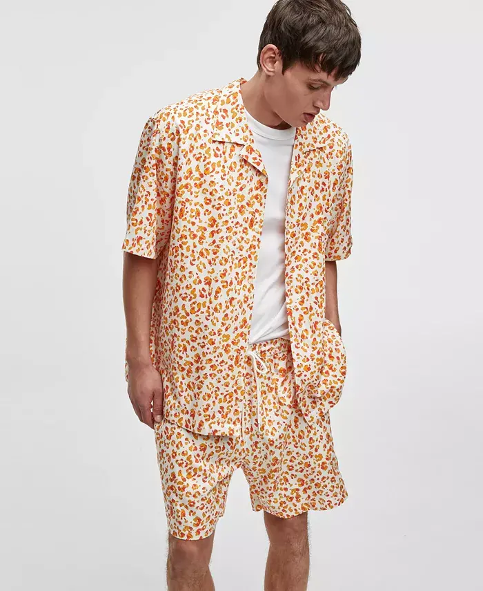 Mode Of One Men's Leopard Spots Short-Sleeve Button-Front Camp Shirt Exclusively At Macy's Men's Fashion & Accessories