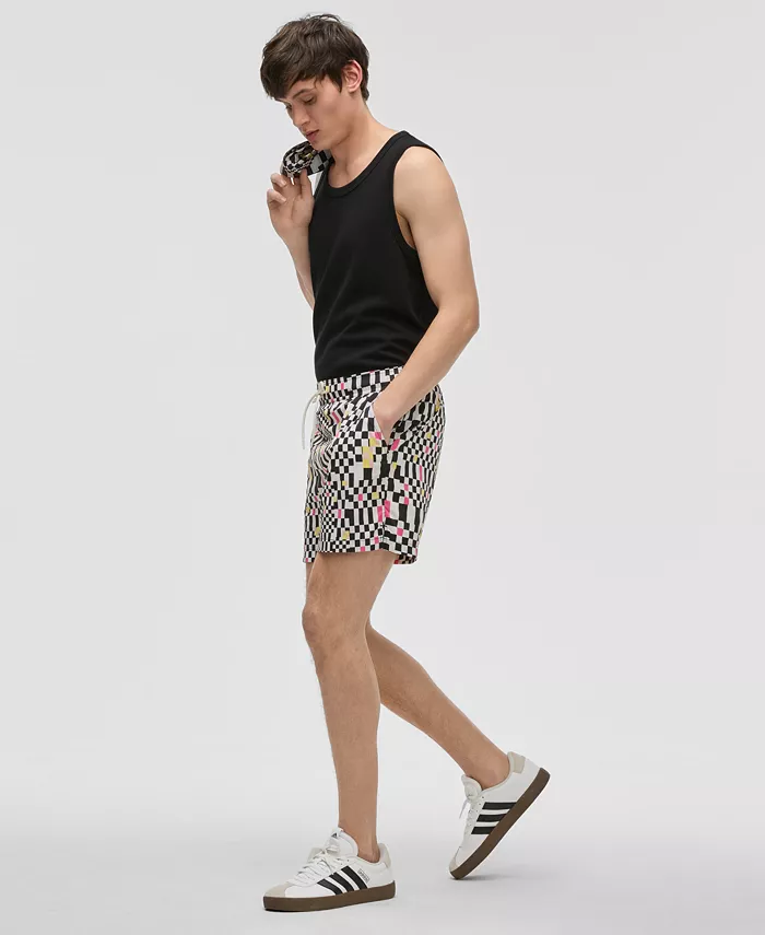 Mode Of One Men's Mixed Check Regular-Fit Printed Swim Trunks Exclusively At Macy's Men's Fashion & Accessories