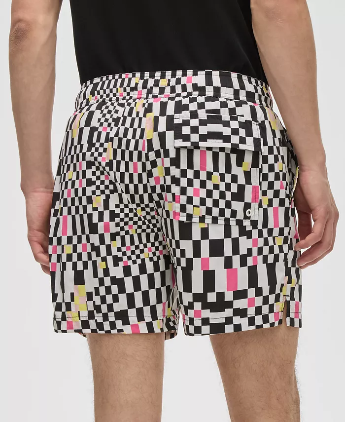 Mode Of One Men's Mixed Check Regular-Fit Printed Swim Trunks Exclusively At Macy's Men's Fashion & Accessories