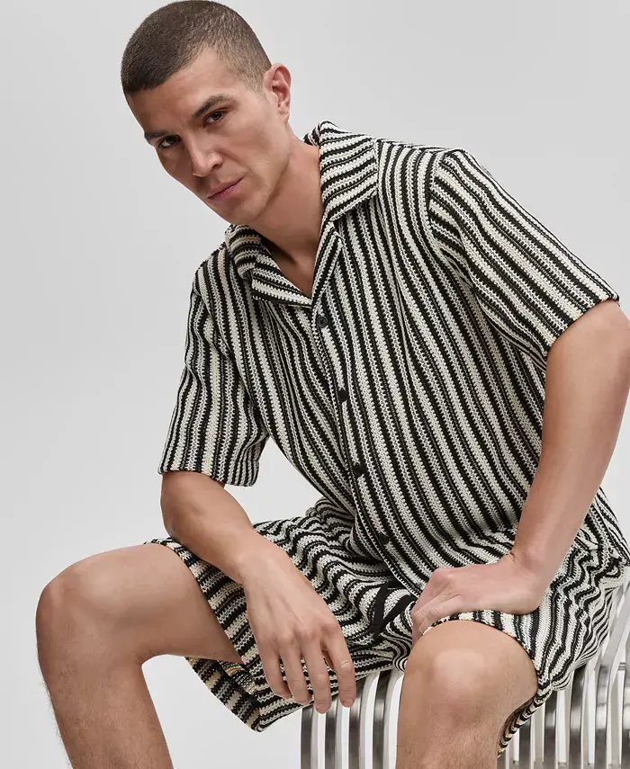 Mode Of One Men's Relaxed-Fit Vertical-Stripe Button-Up Shirt & Shorts Exclusively At Macy's Men's Fashion & Accessories