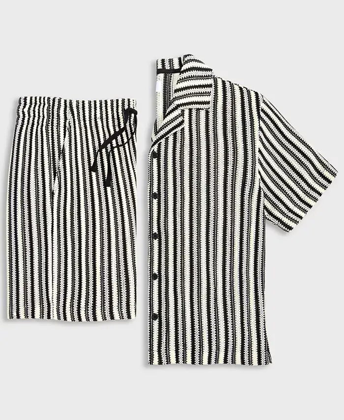 Mode Of One Men's Relaxed-Fit Vertical-Stripe Button-Up Shirt & Shorts Exclusively At Macy's Men's Fashion & Accessories