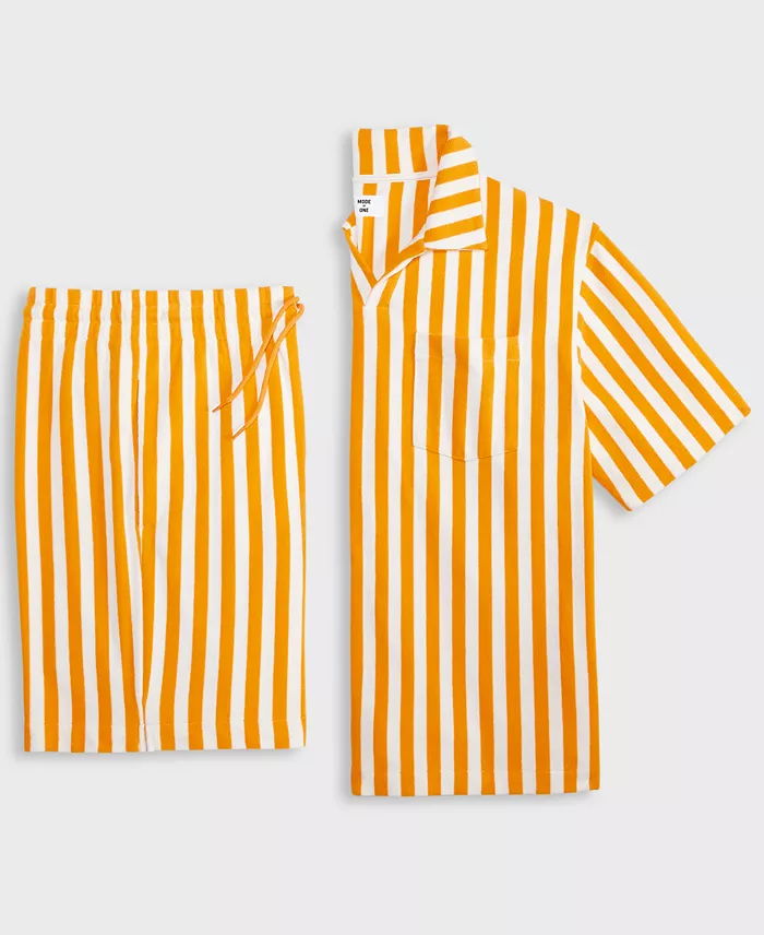Mode Of One Men's Relaxed-Fit Vertical-Stripe Terry Shirt & Shorts Exclusively At Macy's Men's Fashion & Accessories