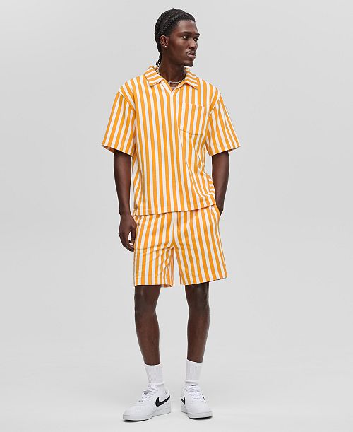 Mode of One Men's Relaxed-Fit Vertical-Stripe Terry Shirt & Shorts Exclusively at Macy's Men's Fashion & Accessories