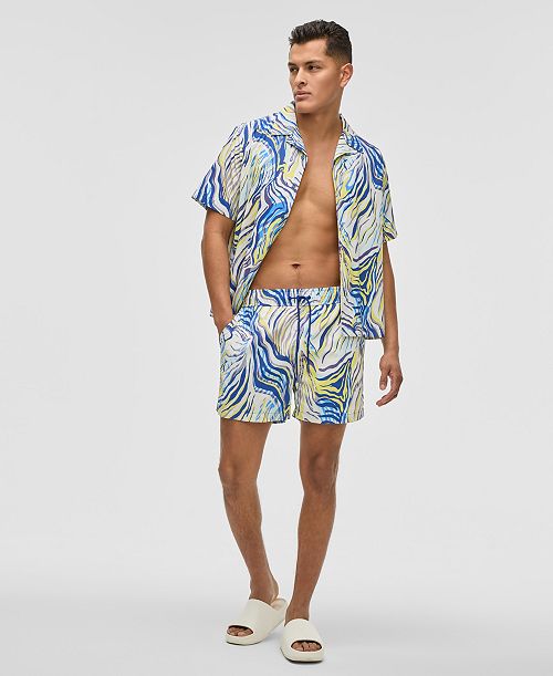 Mode of One Men's Retro Wave Regular-Fit Printed Swim Trunks Exclusively at Macy's Men's Fashion & Accessories